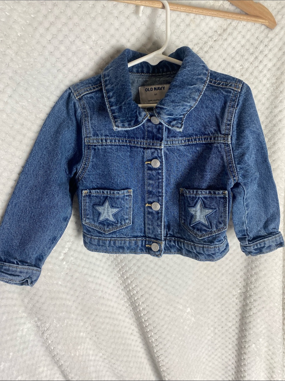 Old Navy Girls' Blue Denim Jacket with Star Patch Pockets